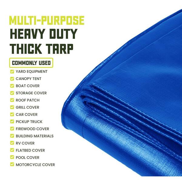 Core Tarps Heavy Duty 8 Mil Tarp Cover 9′ x 12′ Blue UV Resistant, Rip and Tear Proof.