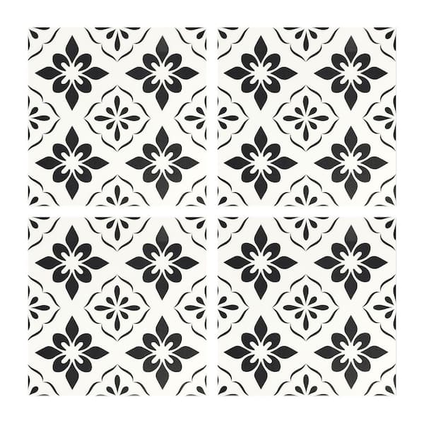 12 in. x 12" x 0.06" 12Pcs Peel and Stick Vinyl Black Wall Tile Removable Decorative Wall Tile Stick on Floor/Wall Tile