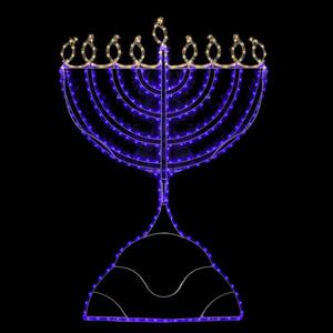 336-Light Rope Menorah Commercial Hanukkah Warm White and Blue LED Decoration