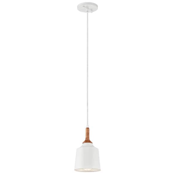 KICHLER Danika 1-Light White Mid-Century Modern Shaded Kitchen Mini Pendant Hanging Light with Metal Shade