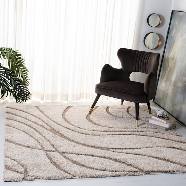 Florida Shag 10 ft. x 10 ft. Square Cream/Beige Solid Color Area Rug