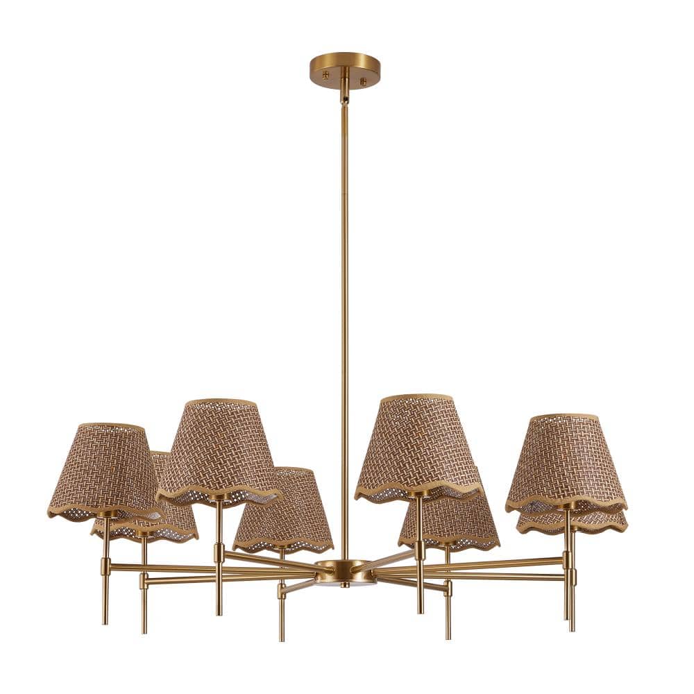 38.5 in.8-Light Gold Bohemian-style Chandelier with Woven Rattan Shades price history on PriceWatchPro