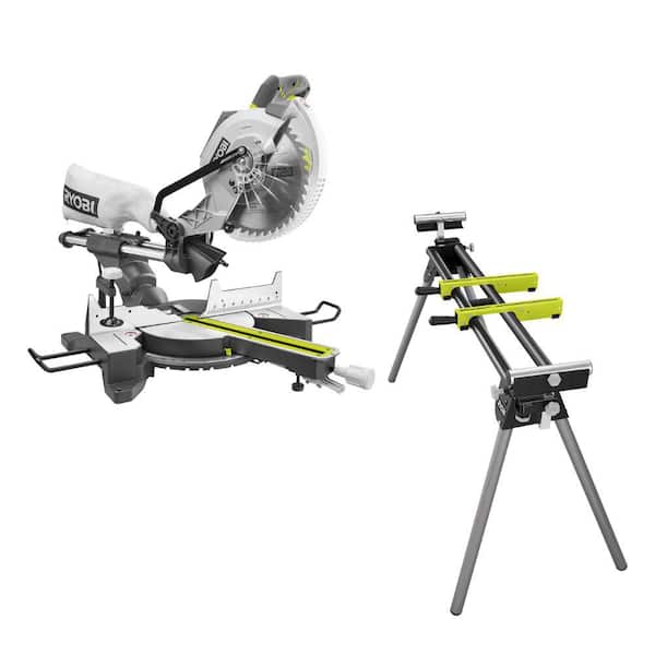 RYOBI 15 Amp 10 in. Corded Sliding Compound Miter Saw and Universal Miter Saw QUICKSTAND