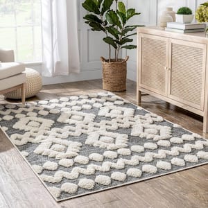 Bellagio Chiara Moroccan Tribal Grey 7 ft. 10 in. x 10 ft. 6 in. High-Low Flat-Weave Area Rug