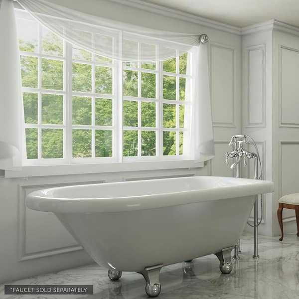 PELHAM & WHITE Highview 54 in. Acrylic Traditional Clawfoot Bathtub in White, Cannonball Feet, and Drain in Chrome