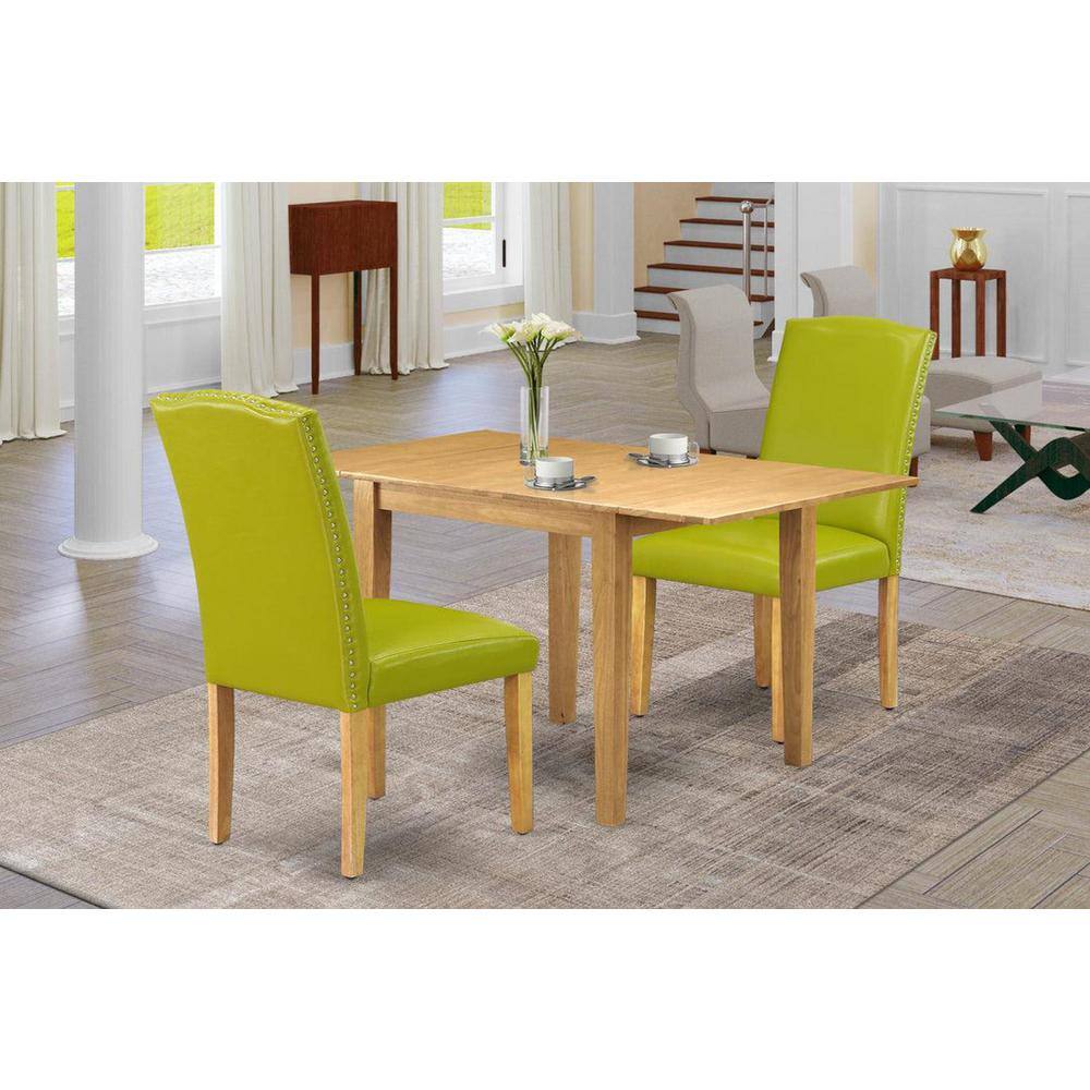 3-Piece Natural Brown Oak Finish Solid Wood Top Dining Table Set