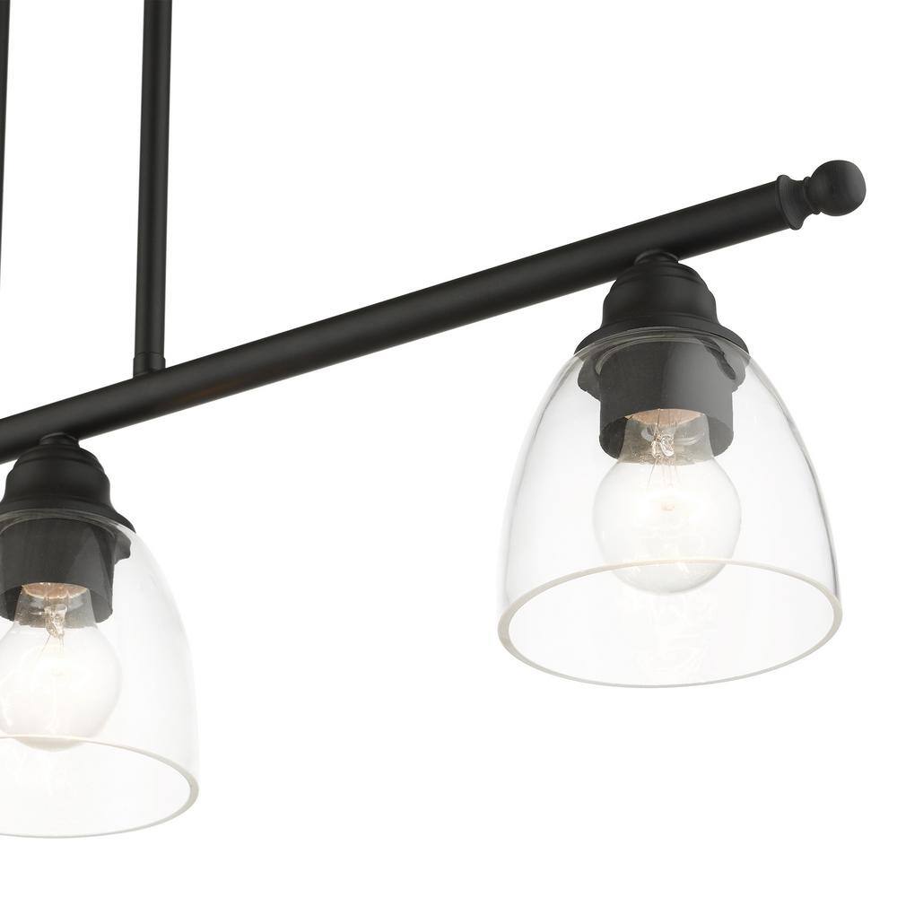 Montgomery 3-Light Black Hand Blown Glass Linear Chandelier
