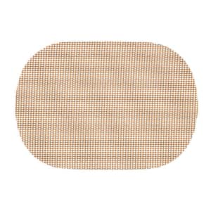 Fishnet 17 in. x 12 in. Camel PVC Covered Jute Oval Placemat (Set of 6)