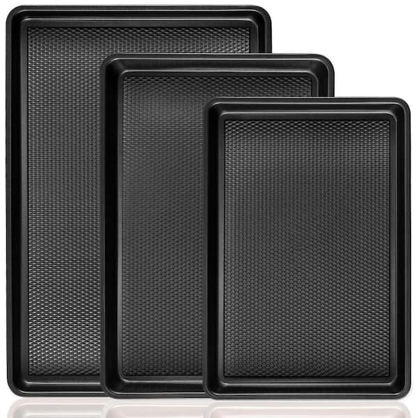3-Piece Baking Sheet Pan Set, Cookie Sheets for Oven, 0. 8mm Thick Heavy Duty Cookie Tray, Dark Gray