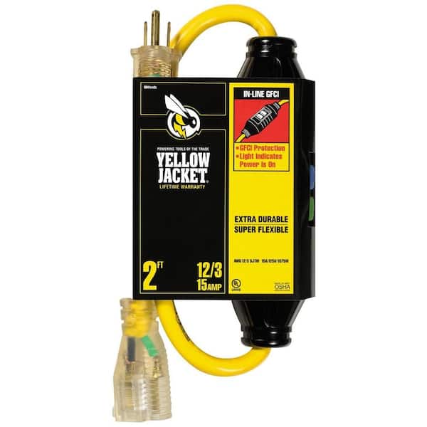 2 ft. 12/3 SJTW In-Line GFCI Heavy-Duty Cord with Power Light Plug