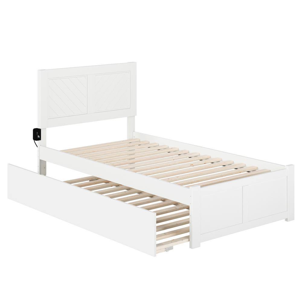 AFI Canyon White Solid Wood Frame Twin XL Platform Bed with Footboard ...