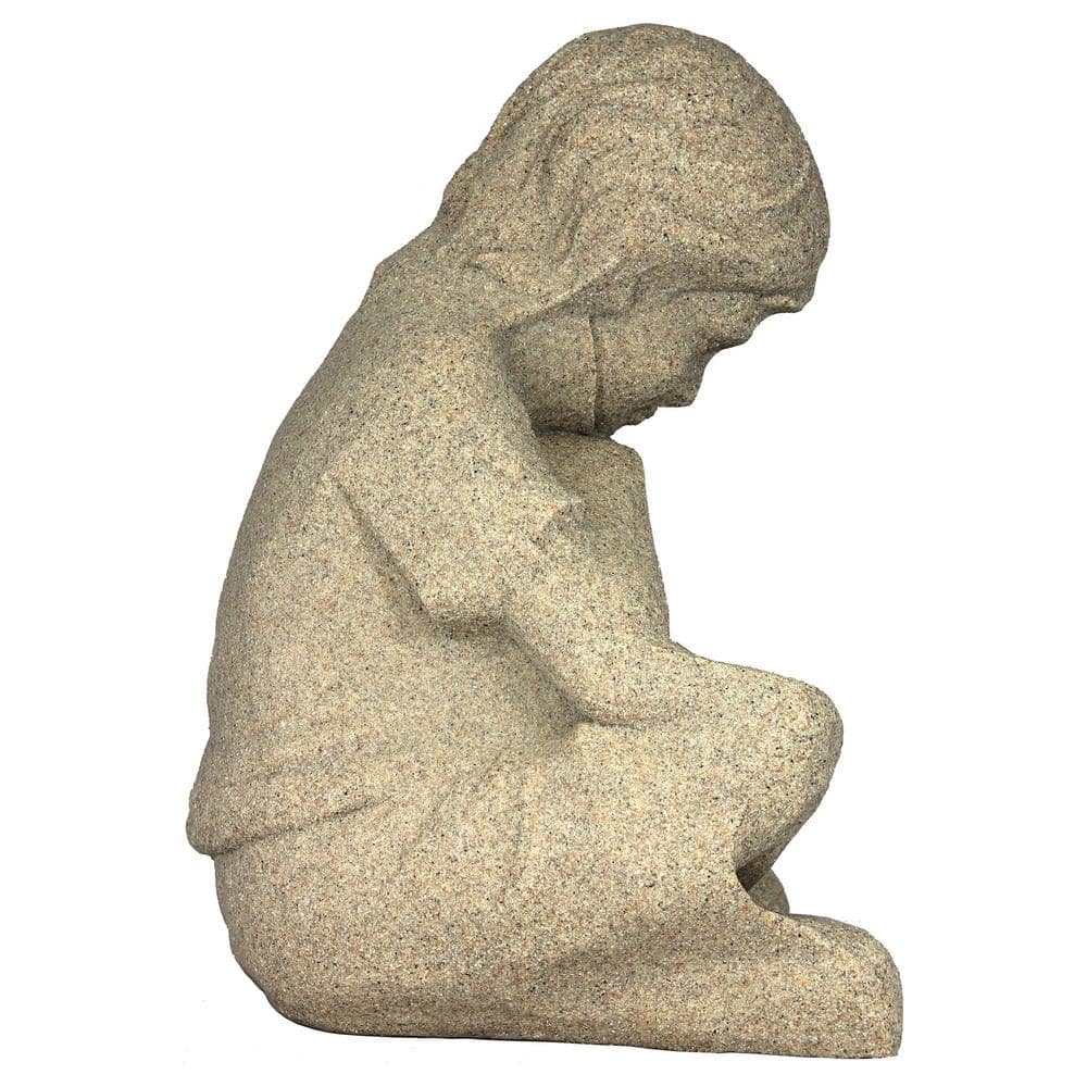 Nature Boy Sandstone Resin Garden Statue, 16” Height