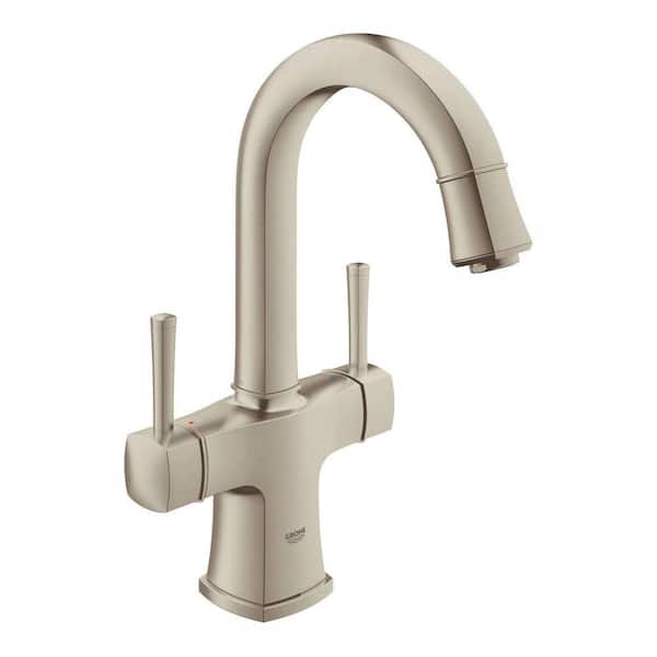 GROHE Grandera Deck-Mount 4 in. Centerset Single Hole 2-Handle High Arc Bathroom Faucet in Brushed Nickel Infinity Finish