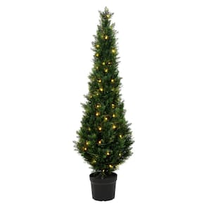 5 ft Artificial Potted Green Cedar Tree.