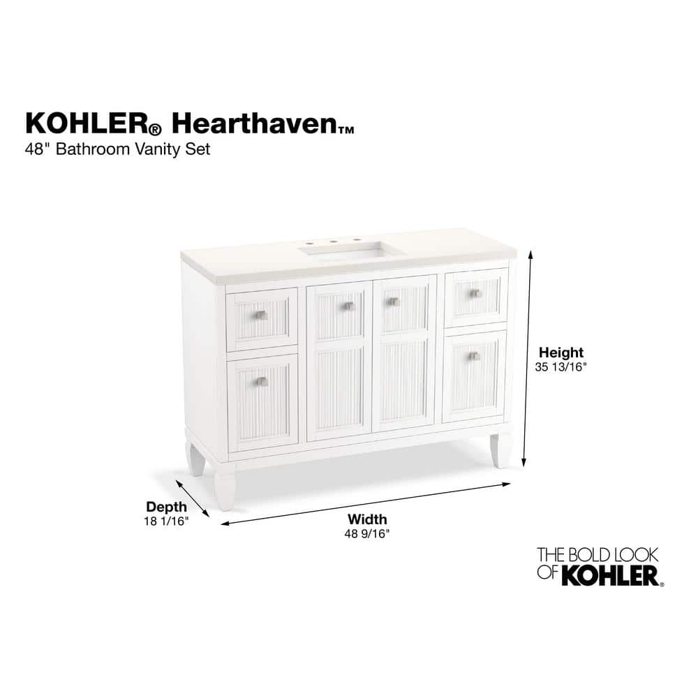 Hearthaven 48-Inch White MDF Bathroom Vanity with Quartz Top