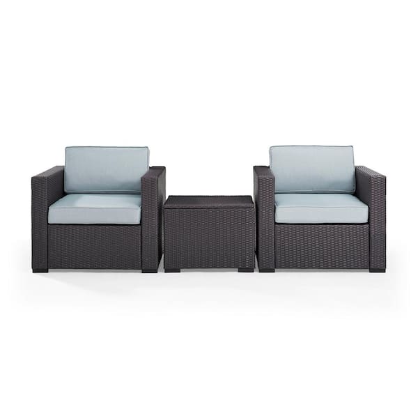 CROSLEY FURNITURE Biscayne 2-Piece Wicker Patio Outdoor Lounge Chair Seating Set with Mist Cushions