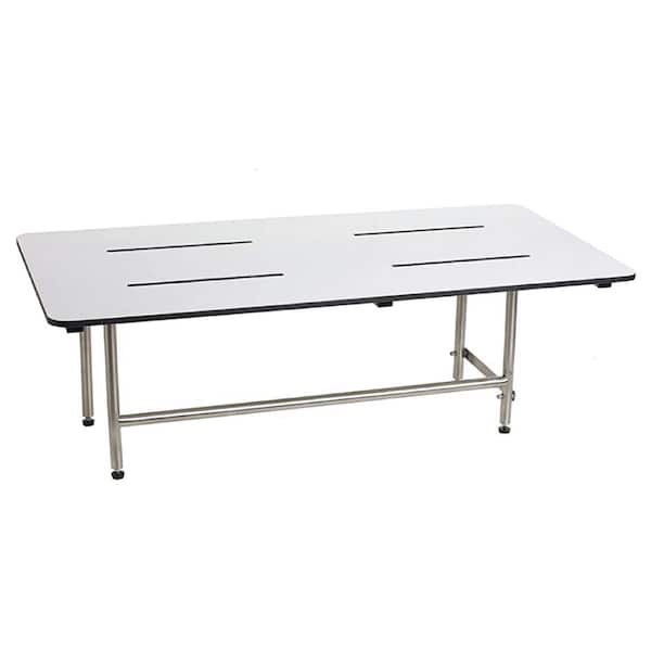48 in. x 24 in. Folding Wall Mount ADA Compliant Bench Shower Seat with Legs in White