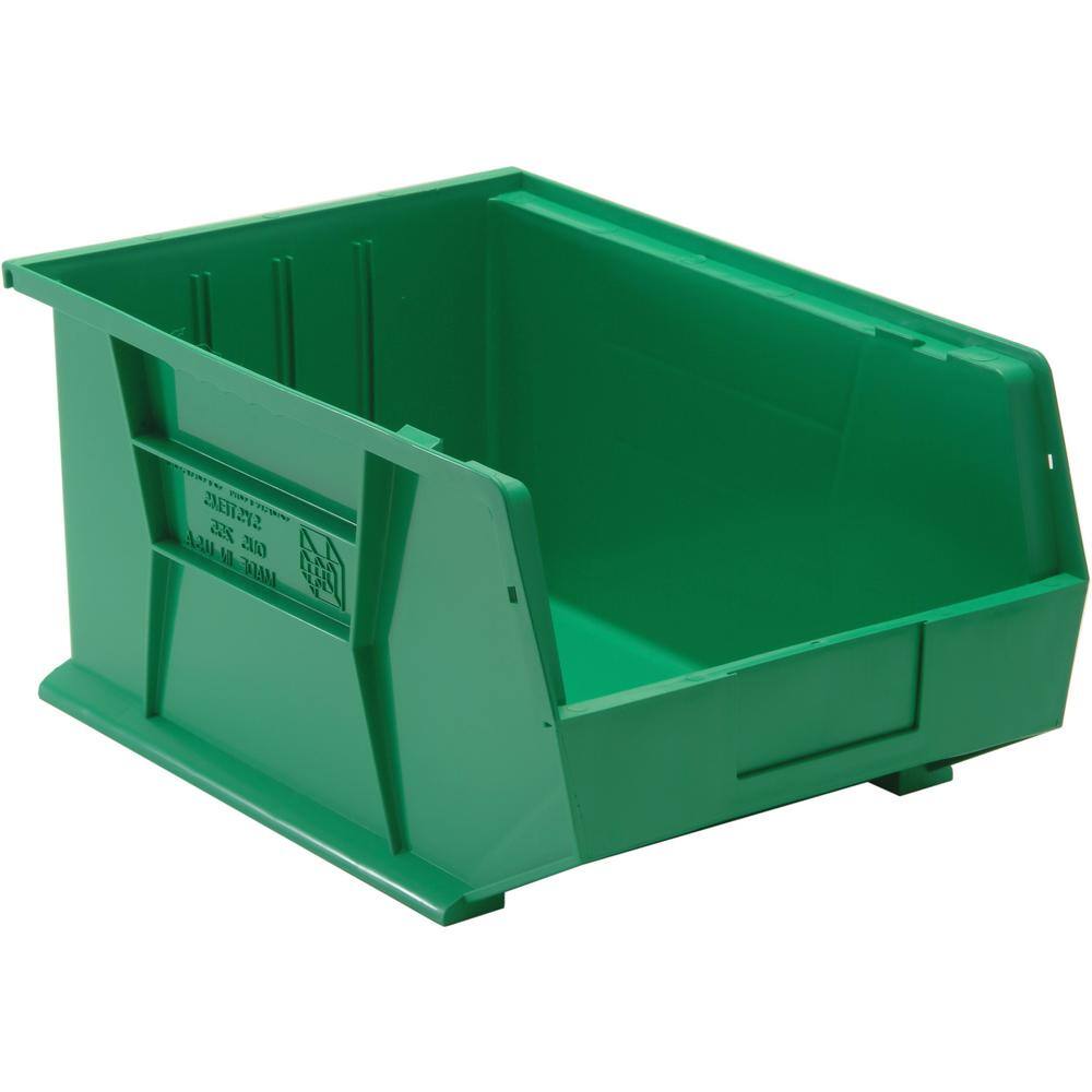 Quantum QUS255 Plastic Stackable Bin, 11 x 16 x 8 Green, Lot of 4