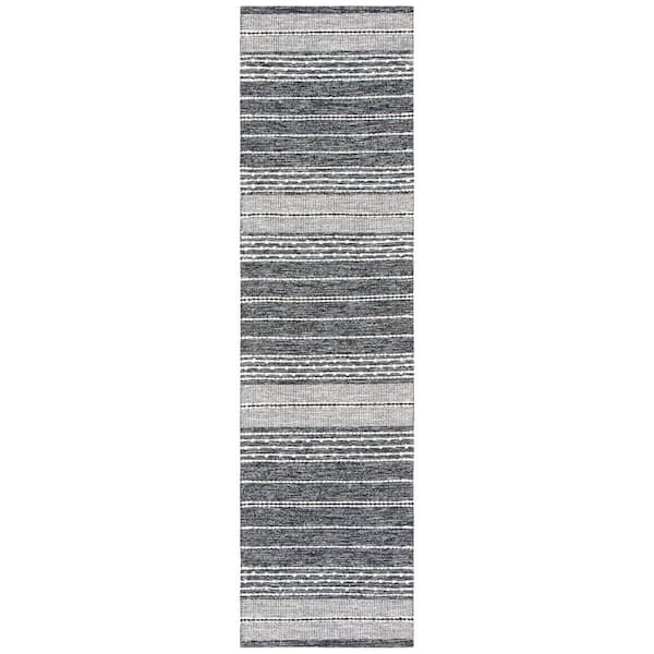 SAFAVIEH Striped Kilim Black Ivory 2 ft. x 5 ft. Striped Area Rug