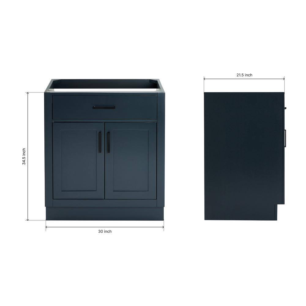 Midnight Blue Hardwood Single Freestanding Vanity Cabinet