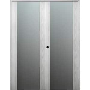 Vona 202 72 in. x 80 in. Right Hand Active Full Lite Frosted Glass Ribeira Ash Wood Composite Double Prehung French Door