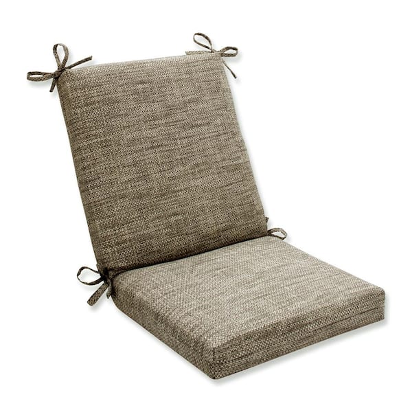 Pillow Perfect Solid Outdoor/Indoor 18 in W x 3 in H Deep Seat, 1-Piece Chair Cushion and Square Corners in Grey/Tan Remi