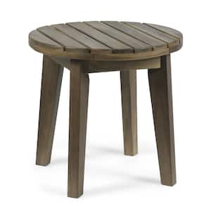 Miracle Gray Round Acacia Wood Outdoor Patio Side Table