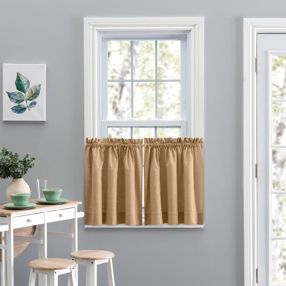Ellis Curtain Lisa Solid Tan Polyester/Cotton 56 in. W x 24 in. L Rod ...