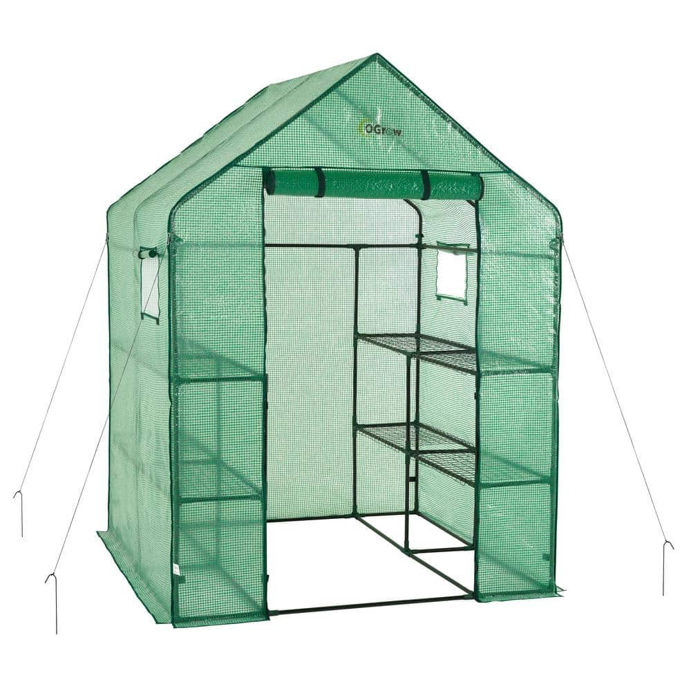 OGROW Machrus Ogrow Deluxe WalkIn Greenhouse With 2 Tiers And 8 Shelves ...