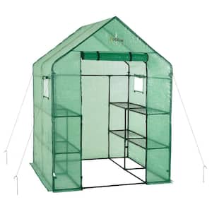 Machrus Ogrow Deluxe WalkIn Greenhouse with 2 Tiers and 8 Shelves Green Cover
