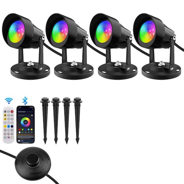 BIBIVIS 4-Pack 1600 Lumens Black Integrated LED Spotlights with
