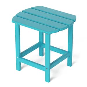 Lake Blue Plastic Outdoor Side Table with Weather Resistant and Waterproof