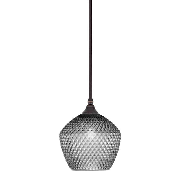 Unbranded Sparta 100-Watt 1-Light Dark Granite Shaded Pendant Light with Smoke Glass, No Bulb Included