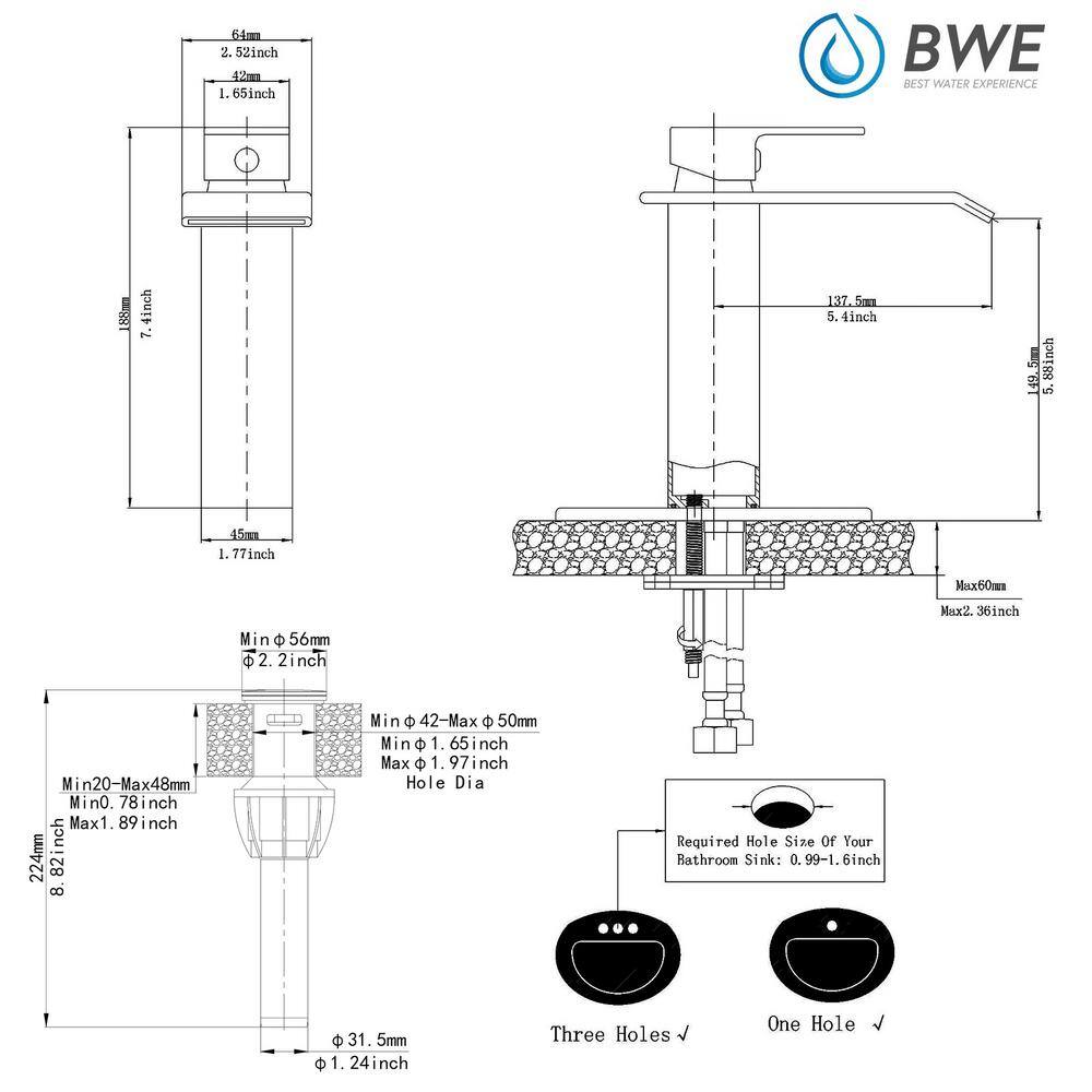 Oil Rubbed Bronze Modern Waterfall Single Hole Bathroom Faucet