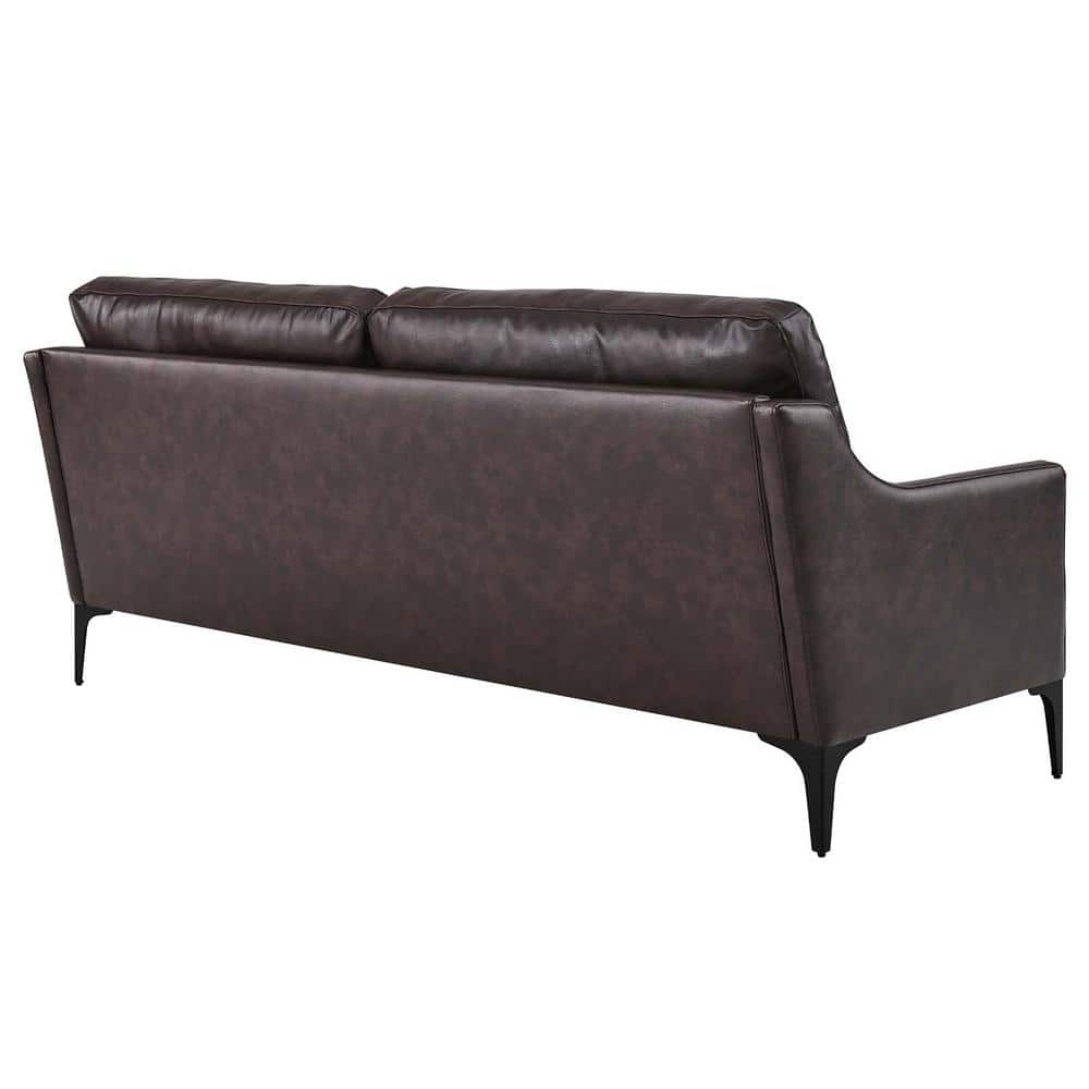 Lawson Sloped Arm Brown Leather Sofa with Removable Cushions