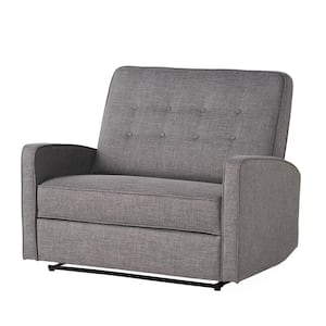 Calliope 47 in. Gray/Black Button Tufted Polyester 2-Seat Reclining Loveseat