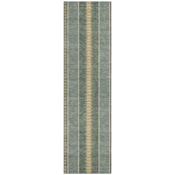 Chantille Machine Washable Indoor/Outdoor Abstract ACN2681 Basil 2 ft. x 7 ft. Runner Rug