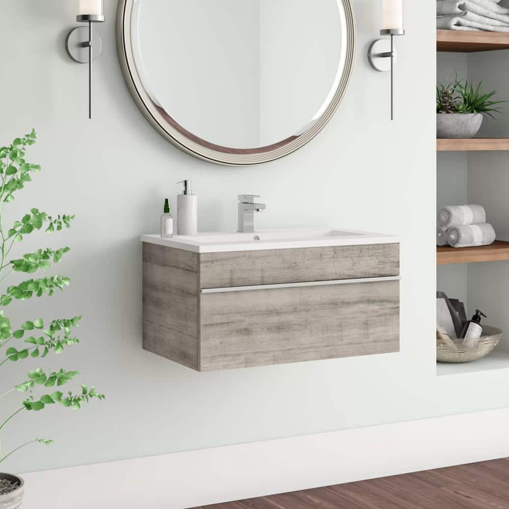 Arlie 30'' Brown Wall-Mount Single Sink Vanity