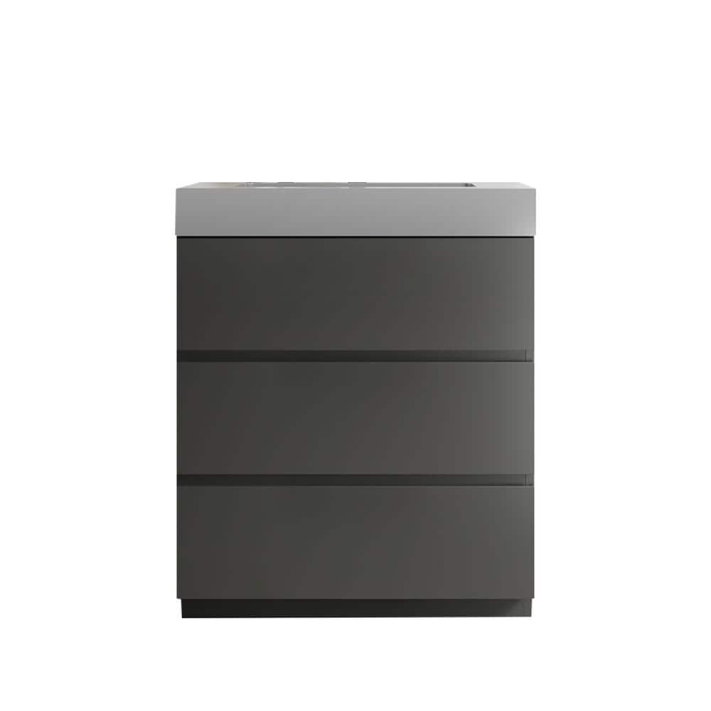 30 in. W x 18.1 in. D x 37 in. H Single Sink Freestanding Bath Vanity in Gray with White Engineered Stone Top price history on PriceWatchPro