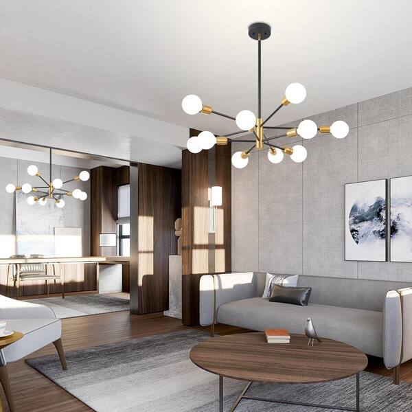 Deyidn Modern 10-Light Black and Gold Sputnik Chandelier Deyidn Modern 10-Light Black and Gold Sputnik Chandelier