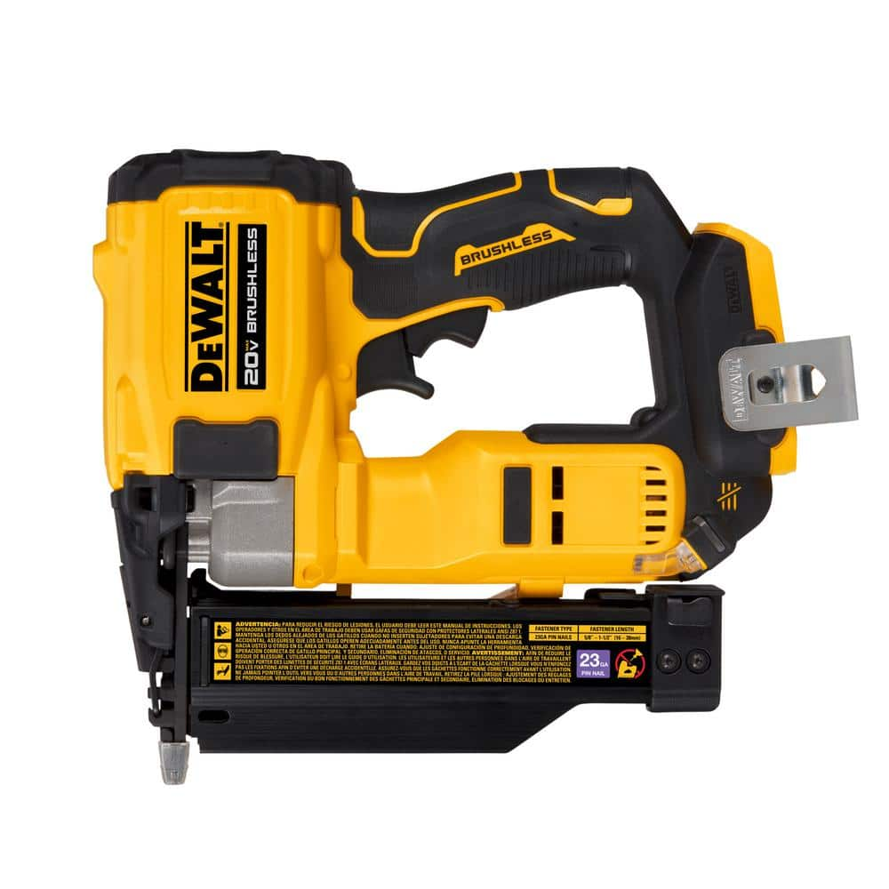 Patch Lam Tochi boom DEWALT ATOMIC 20V MAX Lithium Ion Cordless 23 Gauge Pin Nailer Tool Only  DCN623B - The Home Depot