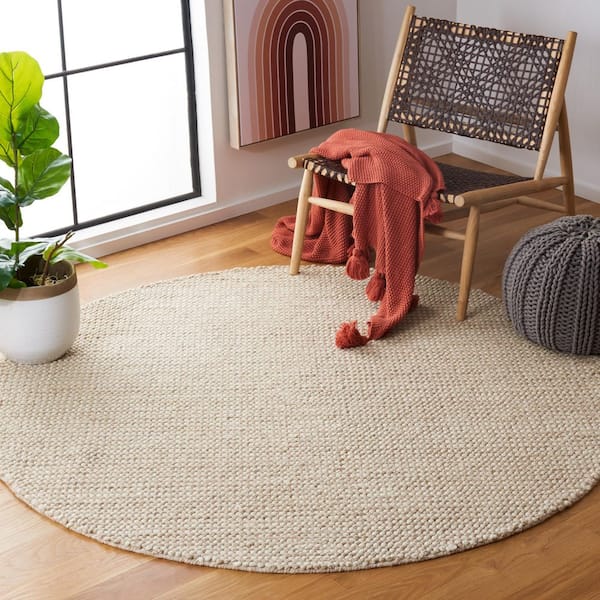 Natura 6 ft. x 6 ft. Beige/Ivory Solid Color Round Rug