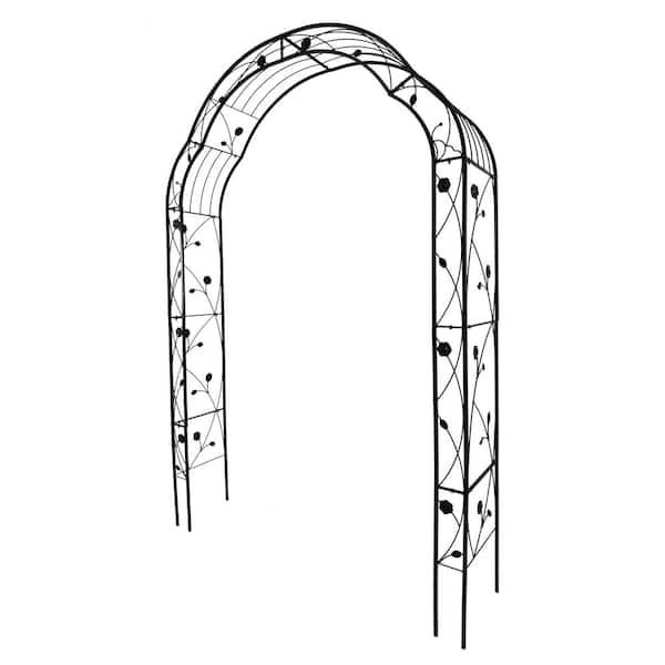 59 in. x 15.35 in. x 98.40 in. Black Iron Metal Outdoor Garden Arbor Trellis Assemble Freely Climbing Plants Support