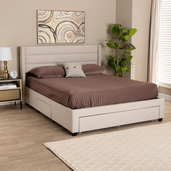 Baxton Studio Braylon Beige Fabric and Composite Frame Queen