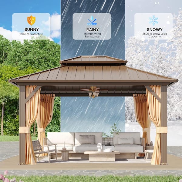 HOMMOW 10 ft. x 12 ft. Hardtop Gazebo with Galvanized Steel