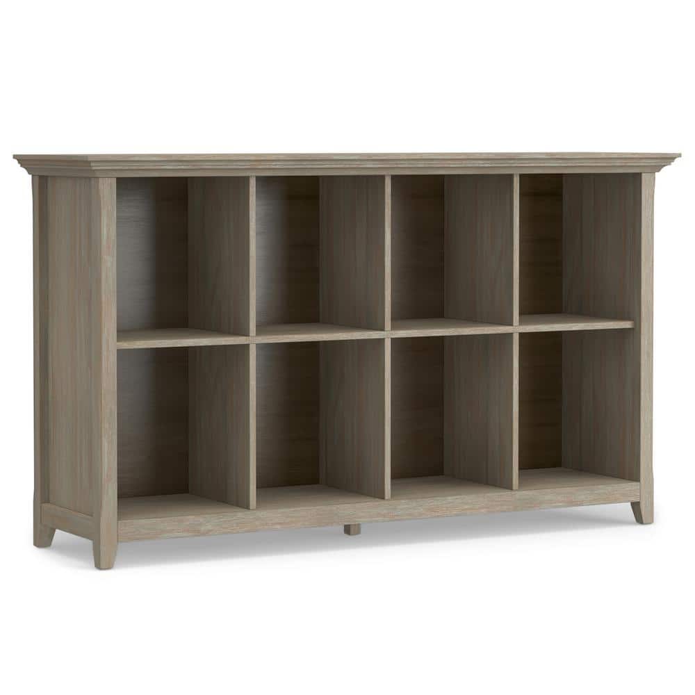Distressed Grey Solid Wood 8-Cube Storage Console Table