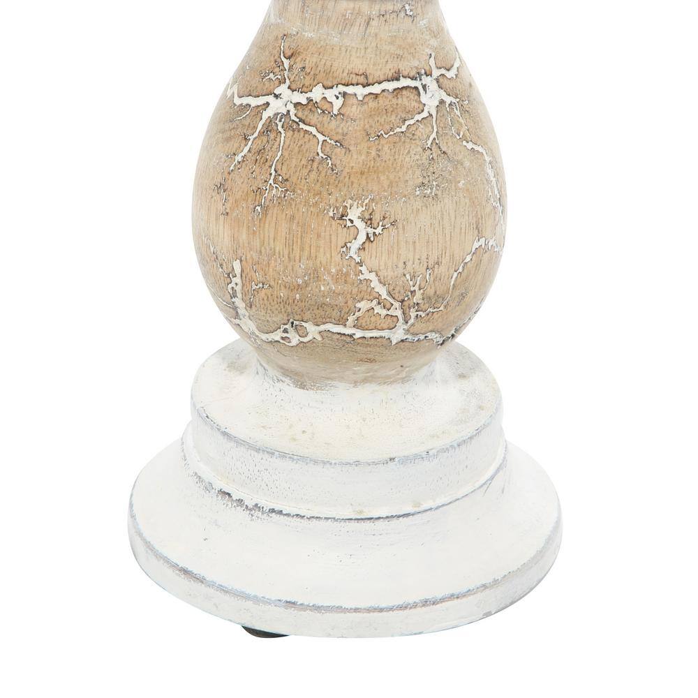 Beige Mango Wood 3-Piece Candelabra Set