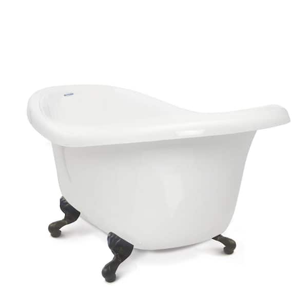 American Bath Factory Chelsea 60 in. Acrylic Slipper Clawfoot Bathtub in White with Old Bronze Imperial Feet