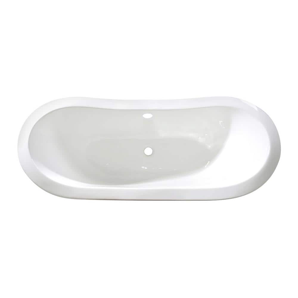 72-Inch Black and White Cast Iron Double Slipper Clawfoot Tub
