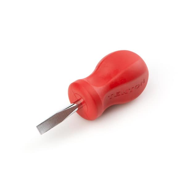 TEKTON Stubby 1/4 Inch Slotted Hard-Handle Screwdriver (Chrome Blade)